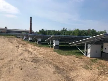 Structura panouri fotovoltaice la sol 4 Orizontal (4 orizontal - 1 stalp)
